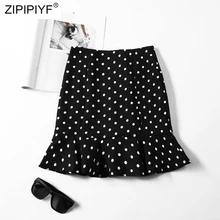 Мини-юбка с высокой талией в горошек, юбка с оборками, сексуальная уличная корейская мода, милые Kawaii Faldas H6007