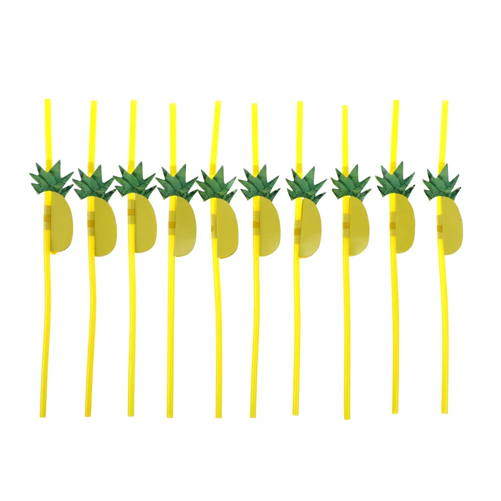 10pc 3D Pineapple Straw Flexible Plastic Drinking Straws Summer Style Birthday Wedding Decor Baby Shower Party Supplies