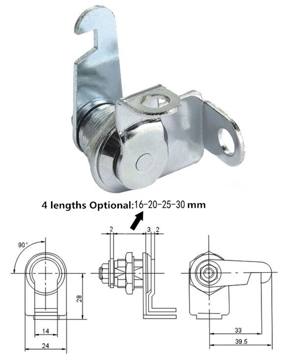 RayLock keyless запираемый кулачковый замок длиной дополнительно для 16 мм/20 мм/25 мм/30 мм