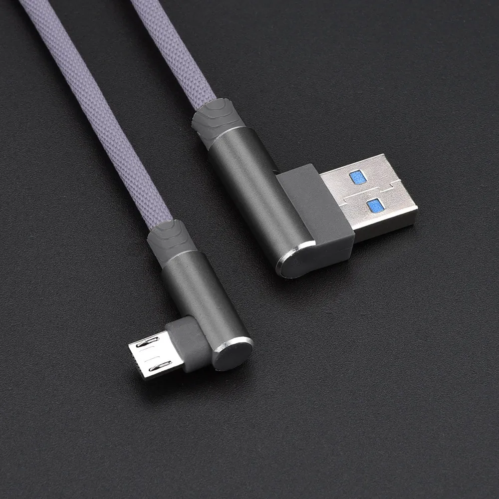 1 м Micro USB телефонный кабель 90 градусов под углом L форма V8 USB 2,0 зарядный кабель для передачи данных для телефона универсальные телефонные кабели# YL5