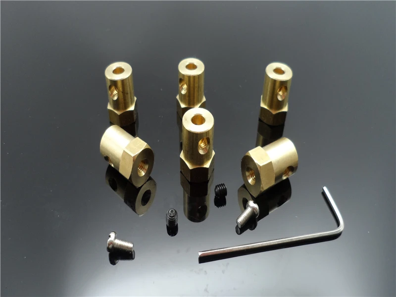 10PCS 3mm/4mm/5mm/6mm/7mm/8mm Copper Hex Adapter Wheel Hub Rim Hexagon Adapter Brass Hex Coupling for DIY Cars