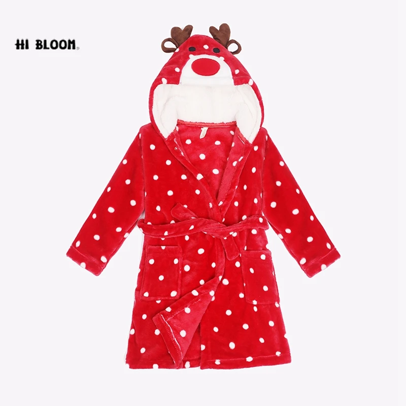 

Flannel Boy Girl Children's Bathrobe Christmas Winter robe fille enfant Pajamas Cartoon Animal peignoir Hooded Homewear For 3-7