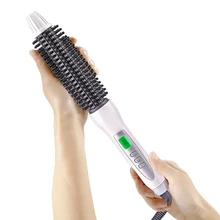 Горячее предложение! Профессиональные керамические анионные щипцы для завивки волос выпрямитель для волос Горячая расческа Электрический ЖК расческа для волос Круглый Большой бигуди
