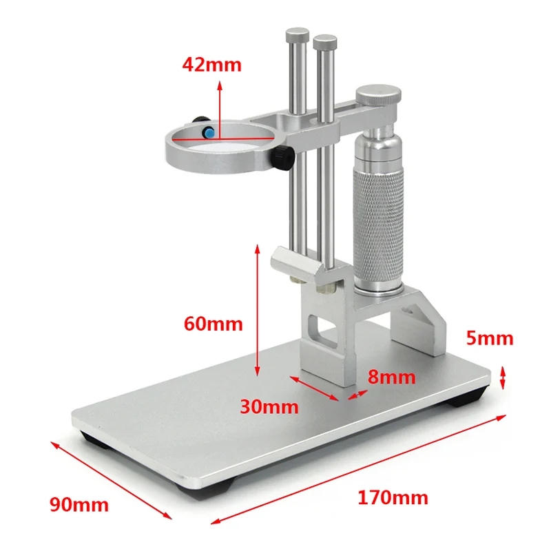 Digital Microscope Aluminum Alloy Lift Stand Adjustable Microscope Arm Stand Working Stage with Head Hold Ring 42 mm for Repair