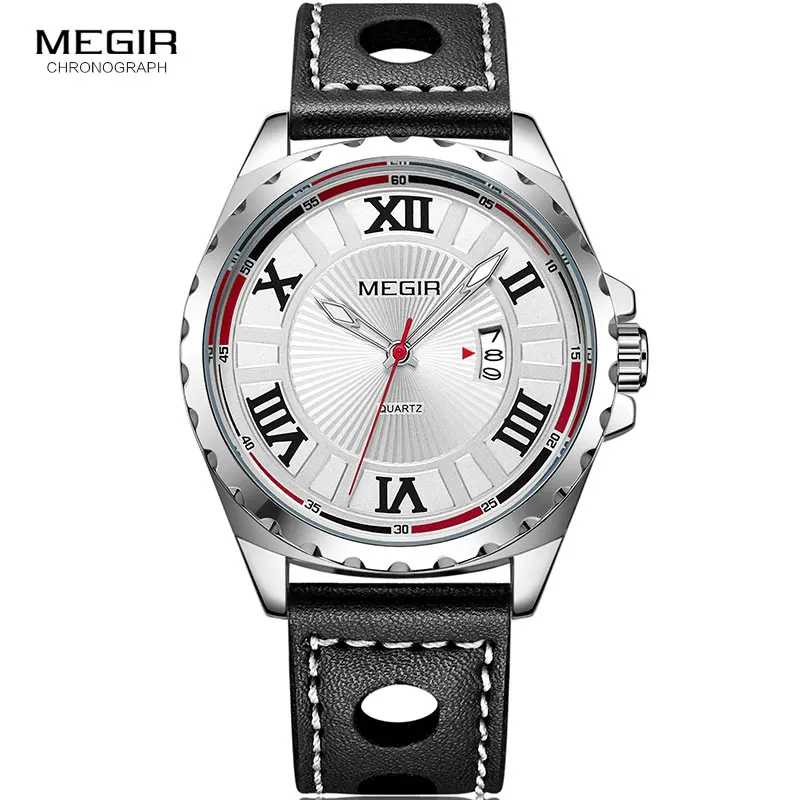 

Men's Simple Analogue Quartz Wrist Watches Roman Numerals Leather Strap Clock Man Relogios Masculino Army Marine Watch 1019GBK-7