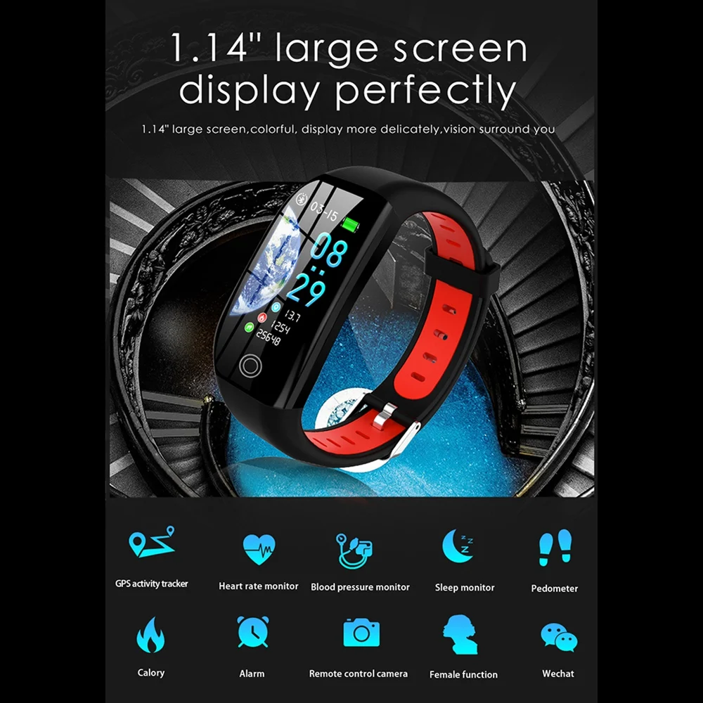 F21 смарт-браслет IP68 водонепроницаемый браслет монитор артериального давления трекер сна Шагомер фитнес Bluetooth Смарт-часы