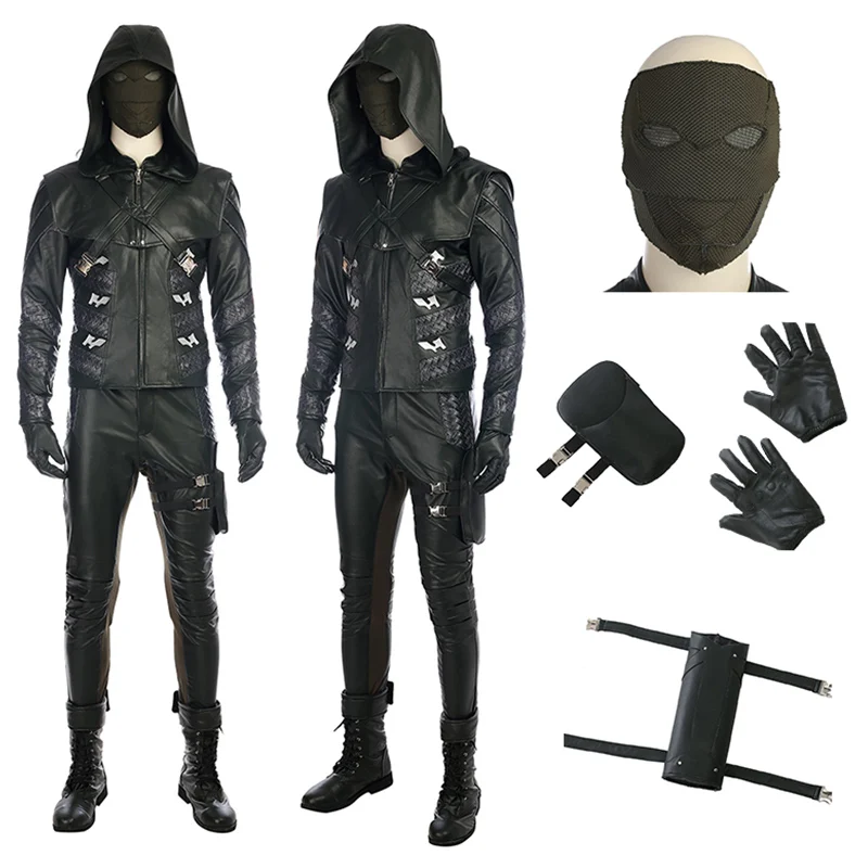 

Green Arrow Cosplay Arrow Season 5 Prometheus Cosplay Costume Adult Men Full Suits With Shoes Halloween Costumes