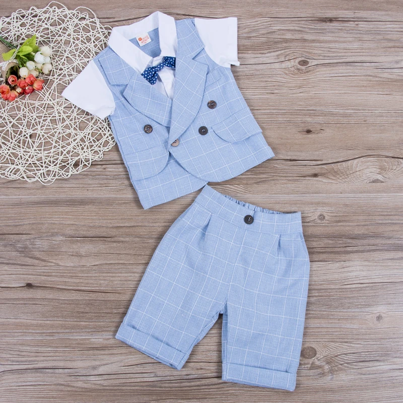 Комплект из 2 предметов для маленьких джентльменов; одежда для свадьбы; топ с бабочкой и шорты; комплект одежды