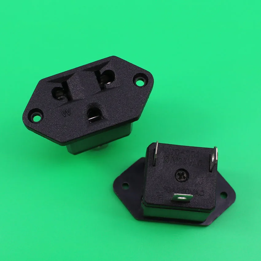 Black ac v a panel mount us outlet power socket