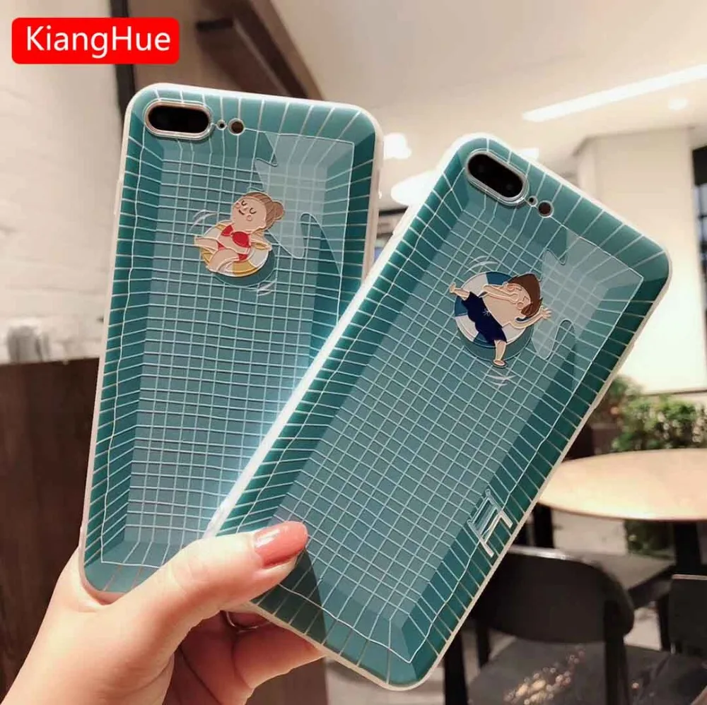 

Summer Swimming Pool Painting Phone Case For iPhone7 7 Plus Case Mobile Phone TPU Case For iphone X 6 6S 8 Plus Shockproof Case