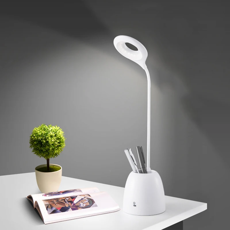 

Brightness Adjustable 3W LED Desk Lamp Touch Sensor with Adjustable Table Lamp holding pen for Home Reading Studying Working