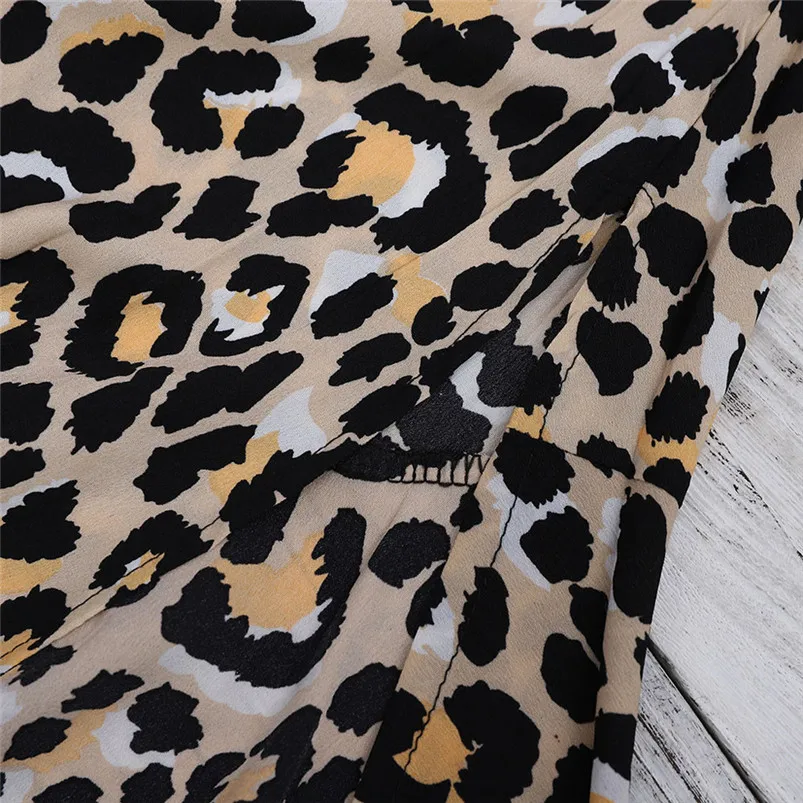 Winter Skirts Womens Leopard Print High Waist Lady Sexy Fashion Cocktail Club Long Skirt Ruffle Skirts Jupe Femme R11 (4)