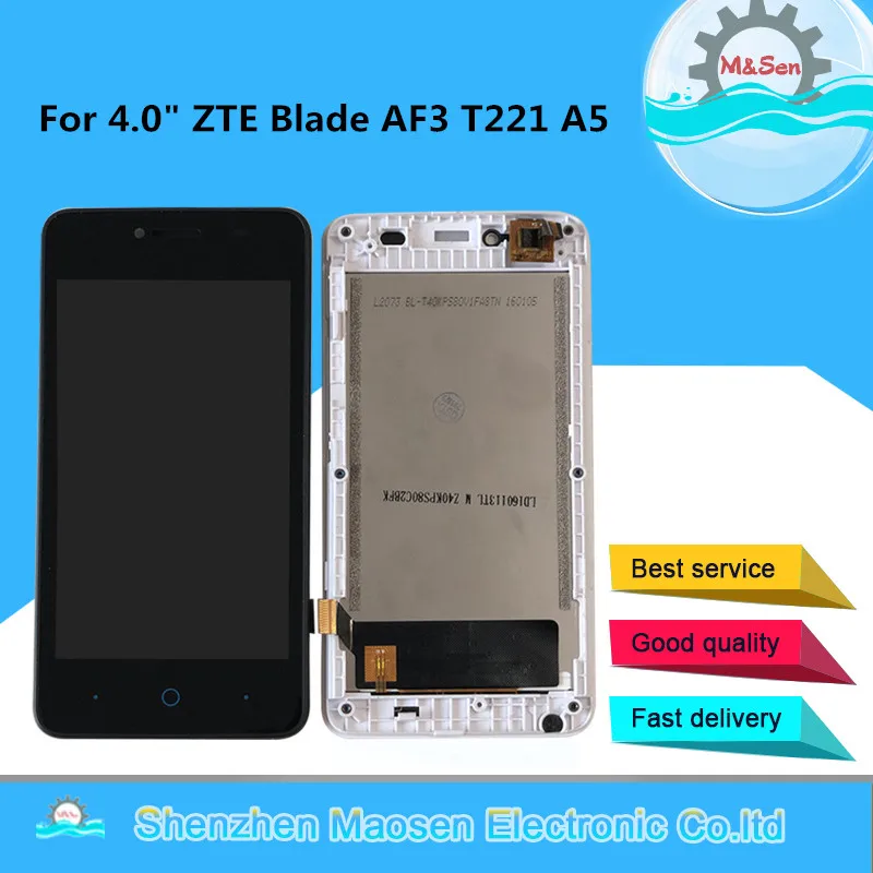 Протестированный M& Sen для 4," zte Blade AF3 T221 A5 ЖК-дисплей+ сенсорная панель дигитайзер с рамкой для zte AF3 A5 Pro