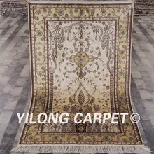 YILONG 3'x5' Дерево жизни ручной работы Шелковый бежевый Тебриз ковер изысканное Дерево жизни ковер(YHW327B3x5
