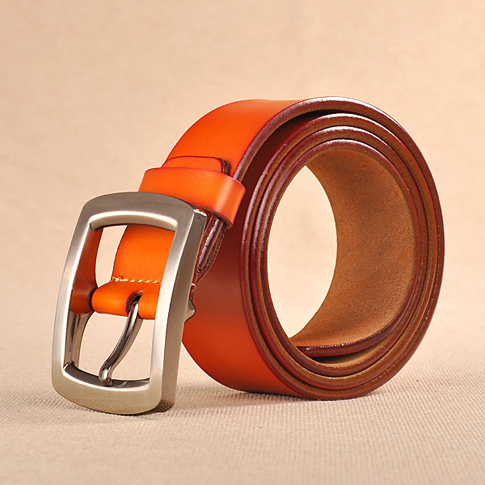 Luxury mens leather belt pin buckle Fashion genuine leather belt for