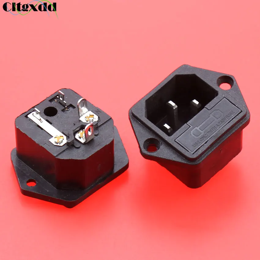 

cltgxdd 1pcs AC 10A 250V power socket industrial socket C14 type power ICE with Fuse Holder 2 in 1 , 4 pin
