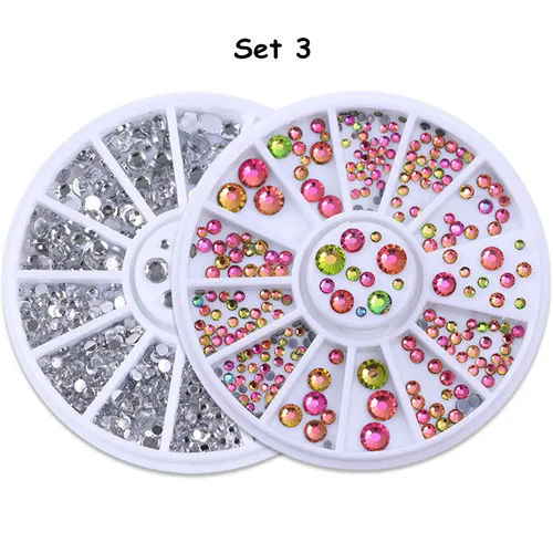 Set 3 2 коробки, Стразы для ногтей, бусинки, заклепки, 3D украшения для ногтей, маникюрный декор, набор для украшения ногтей - Цвет: Set 3