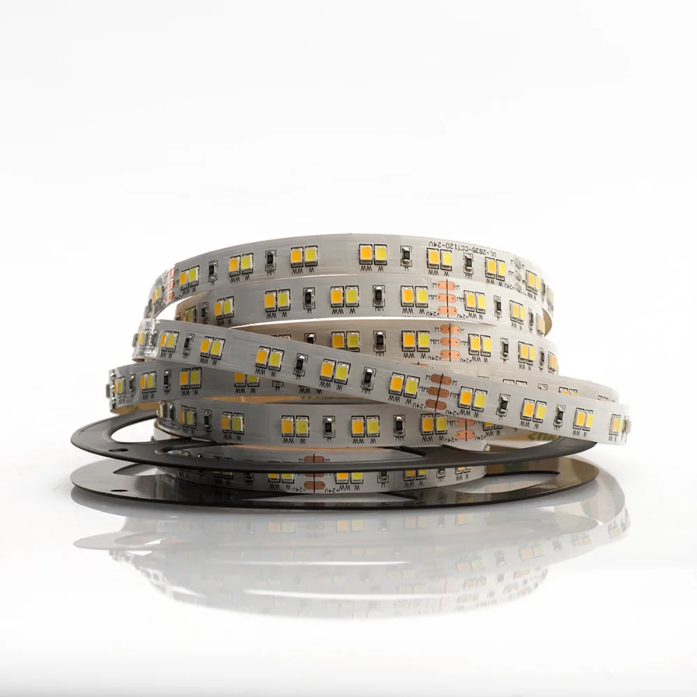 

3528 2835 CW/WW Dual White Color Temperature Adjustable CCT 24V Double Color LED Flexible Strip 120leds/m Tape Light
