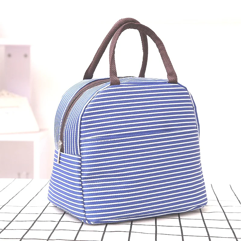 Blue Striped Портативная сумка для обедов и пикников, Полосатый Кулер, сумка для отдыха на природе, для мужчин и женщин, термоизолированная сумка для хранения еды, для пикника, корзина - Цвет: Blue Striped