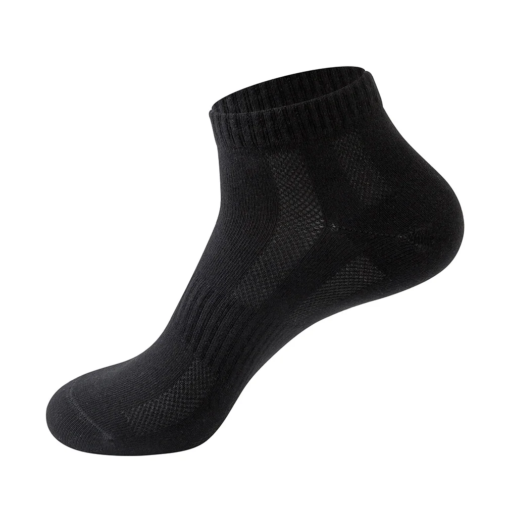 1 пара, мужские хлопковые носки для бега, 39-45, дышащие носки с низким вырезом, для пеших прогулок, эластичный для активного отдыха и спорта, удобная обувь с коротким голенищем - Цвет: Черный