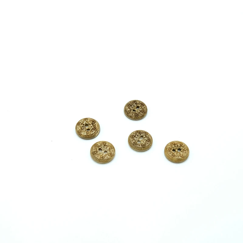 

New 10/11.5 MM Retro Color Buttons Carving Pattern Husk Material Butons Decoration Round Two Holes Sleeve Buttons For Clothing