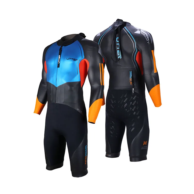 

UTTER Men Swimrun Short Sleeve SCS Neoprene Triathlon Wetsuit for Swimsuit Surfing Outdoor Watersports Sportwear