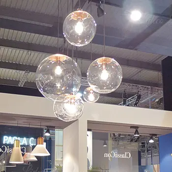 

Economical Modern Nordic Chandelier Multi-lights Staircase Pendant Glass Ball Light for Living Room Stairs ds99