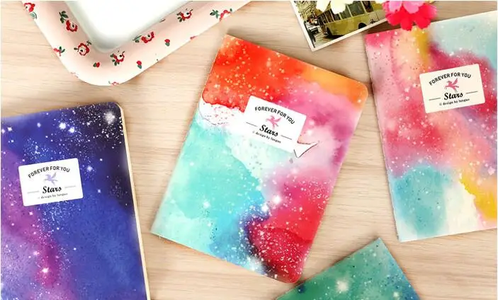 

1pcs/lot Kawaii Dream Color Starry sky series 64K Kraft paper notebook Diary Notepad School Office Supplies 105*142MM