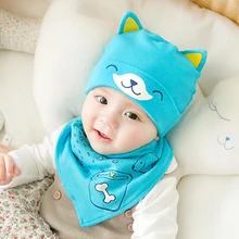 HPBBKD шапка для новорожденного ребенка набор 2 шт./лот детские шапки Хлопок Детские шапочки детская шапка Девочки Мальчики нагрудник Детский шарф Детский набор из шапки и шарфа GH613