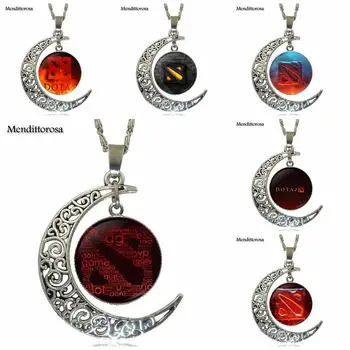 

For Unisex Gift Glass Cabochon Choker Moon Pendant Necklace Silver Color Jewelry Dota 2