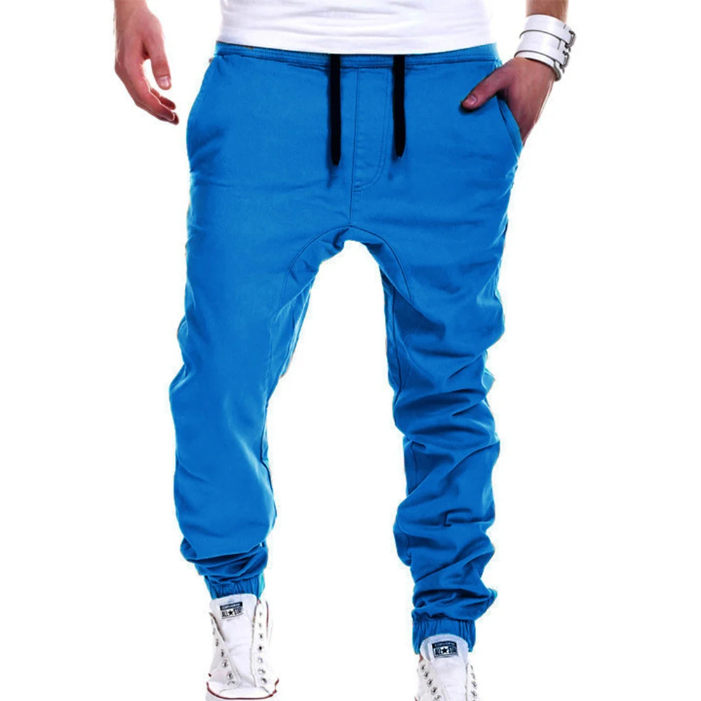 Повседневные мужские тренировочные брюки осень зима мужские тренажерные залы Фитнес Спортивные штаны упражнения для брюк Pantalon Hombre мужские - Цвет: light blue