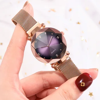 

New Women's Watch Ladies Stainless Steel Band Gold Watch Starry Sky Dropshipping Women Quartz Watch Female Clock Montre Femme