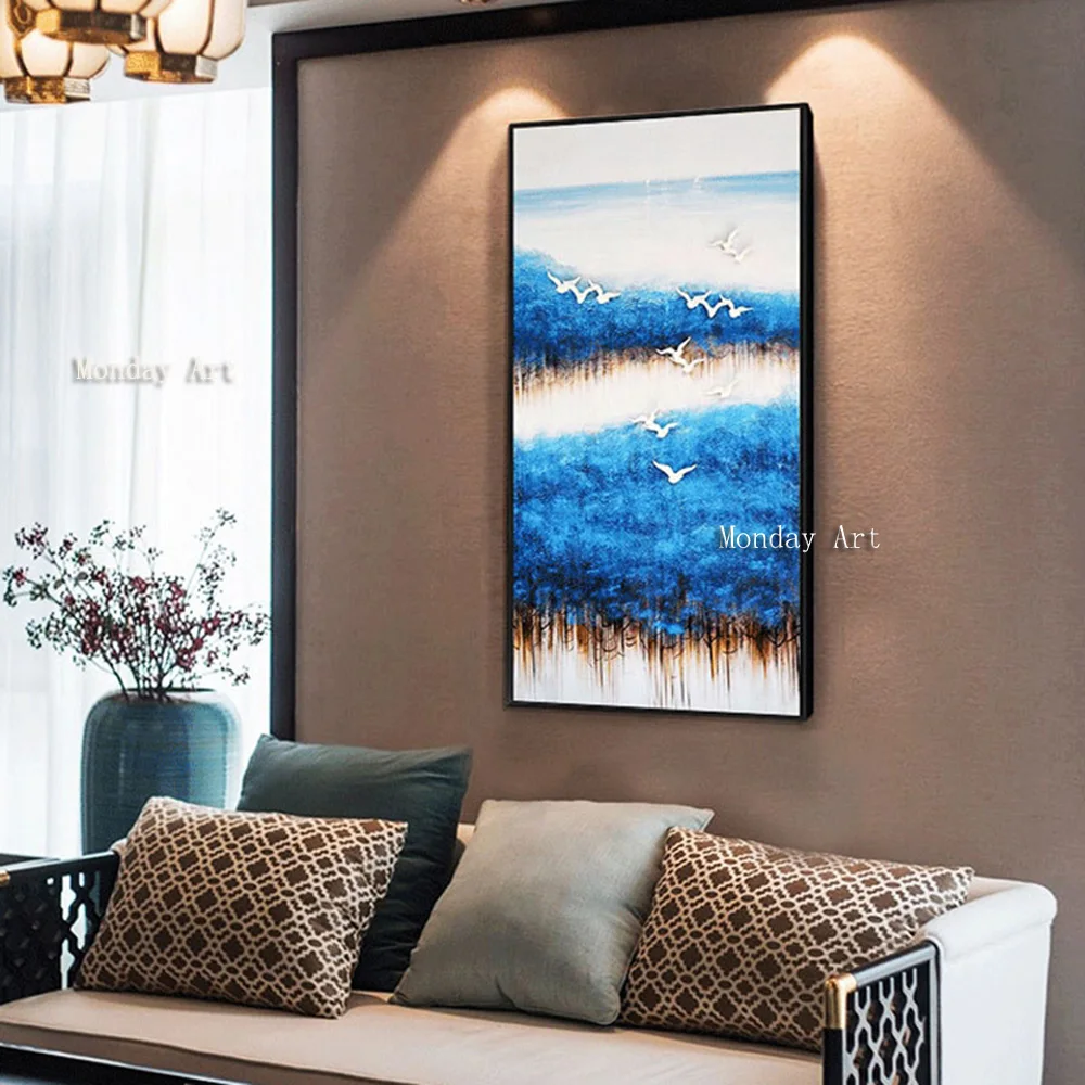 QQ Hand-Painted-Oil-Painting-on-canvas-Abstract-Blue-forest-and-birds-Unique-gift-Wall-Picture-for1 (3)