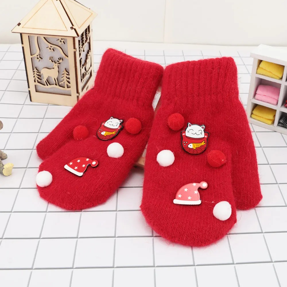 1 пара модных милых хлопковых перчаток с искусственным кроличьим мехом зимние мягкие теплые рукавицы, детские перчатки