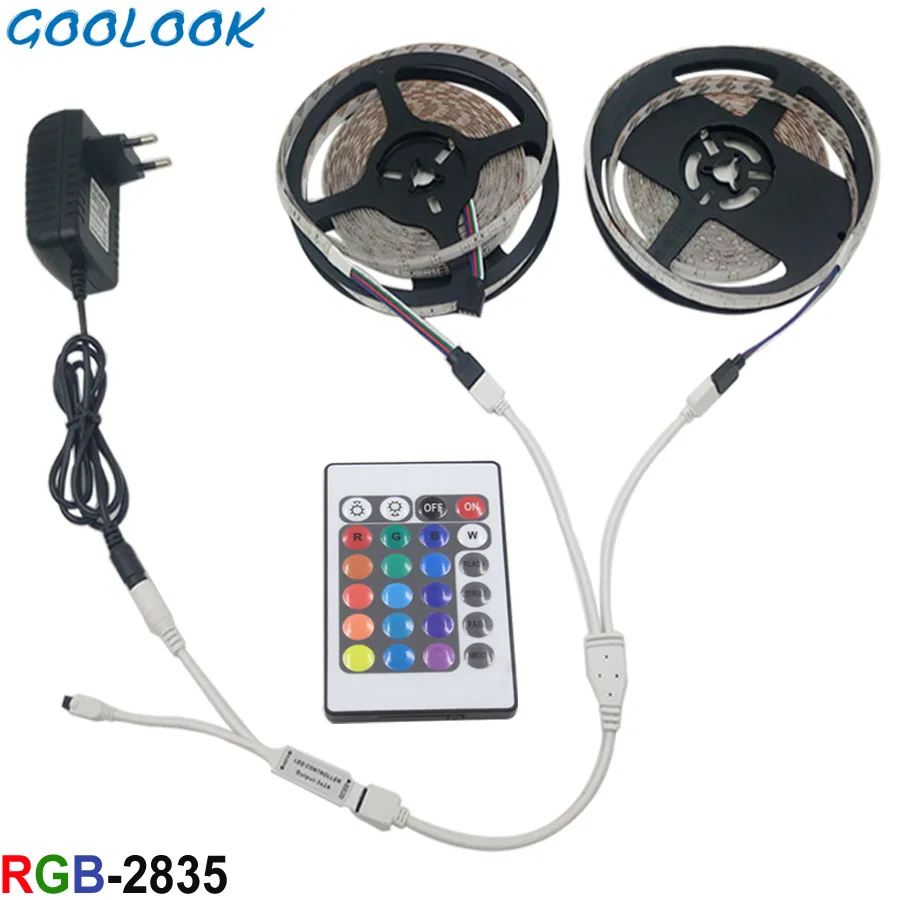 #cheap Led Strip Light 2835 SMD LED Tape 5M 10M 3528 Flexible Home mounted RGB lamp Tape+24key Controller+LED Ribbon DC12V Power Supply