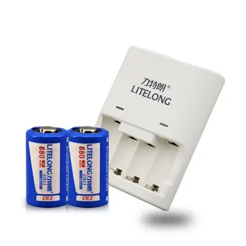 

2pcs 880mAh 3v CR2 rechargeable LiFePO4 battery lithium battery+1pcs Dedicated charger