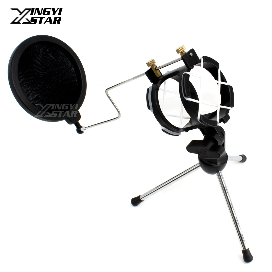 

Desktop Recording Microphone Stand Tripod Wind Screen Pop Filter Shock Mount Isolation Shield Spider Mic Holder Clamp Shockmount