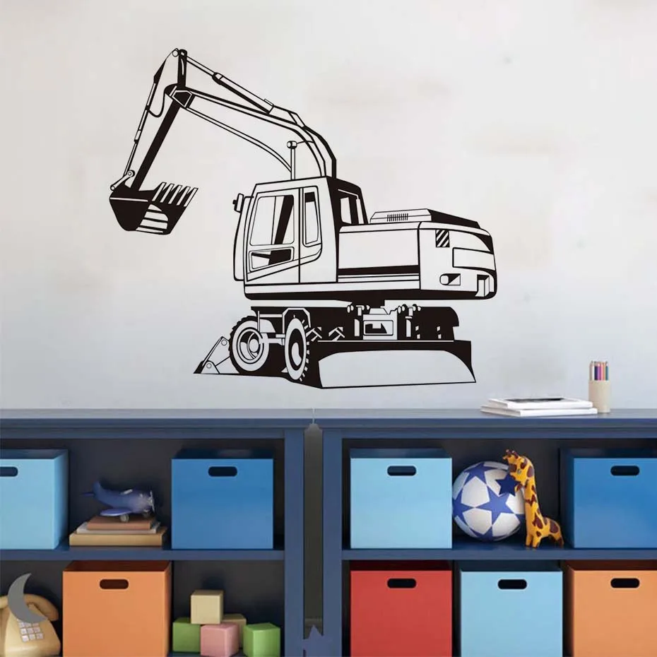 Removable Big Digger Farm Mechanical Outline Wall Sticker ...