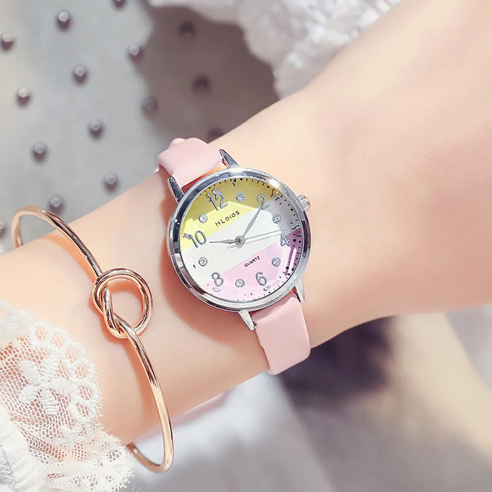 

Women Color Watch Student Simple Small Fresh Belt Waterproof Quartz Watch Gold ladies Hot Sale Flowers Dress Christmas Gift A50
