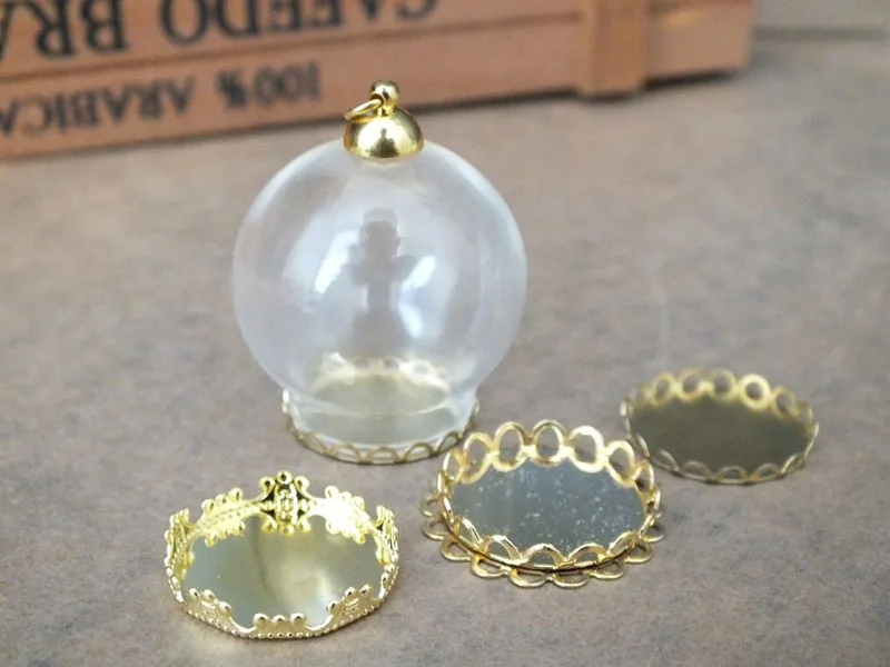 30x20mm Clear round glass globe pendant gold planted Different shapes base necklace Mini bottle | Украшения и аксессуары