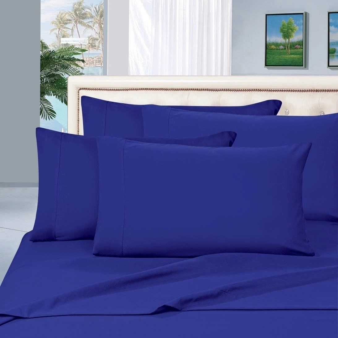 Elegant Comfort 1500 Series Wrinkle Resistant Egyptian Quality Ultra Soft Luxury 4-Piece Sheet Set, California King, Royal Blue