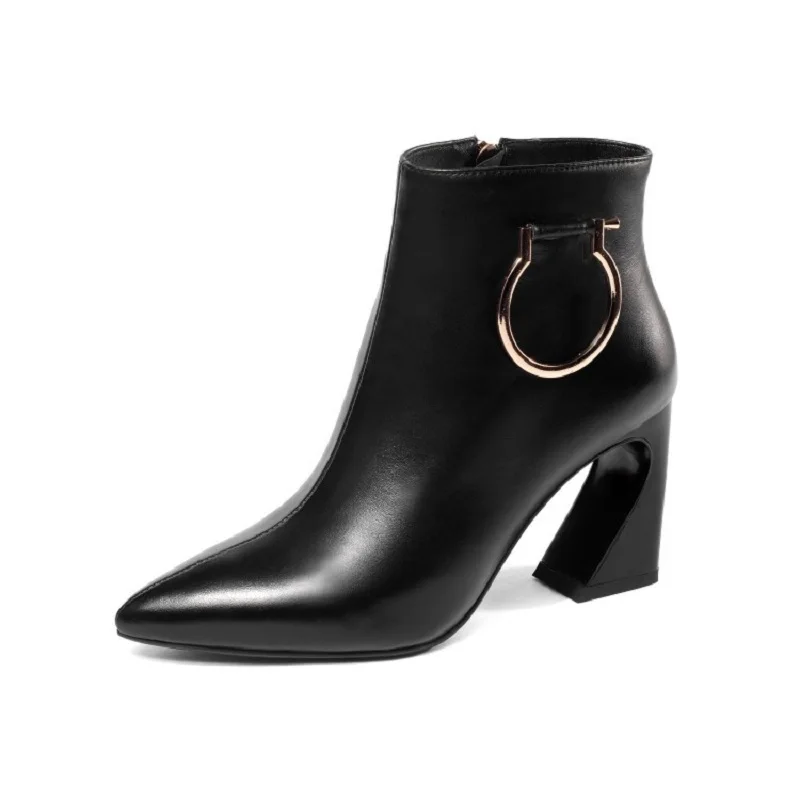 

2018 autumn and winter new thick with ankle boots female pointed high-heeled women's boots black ljj 0313