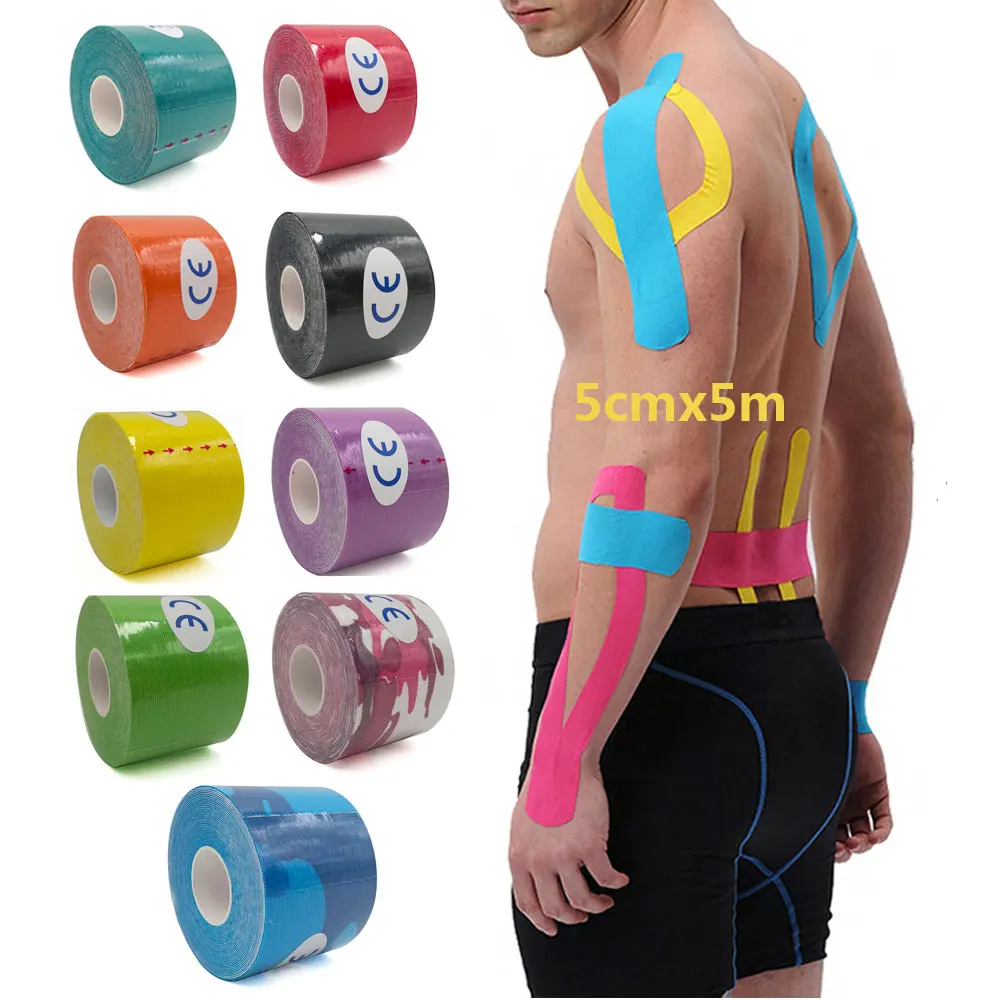 

5cm x 5m Sports Kinesios Muscle Sticker Kinesiology Tape Cotton Elastoplast Adhesive Bandage Care Physio Strain Injury Support