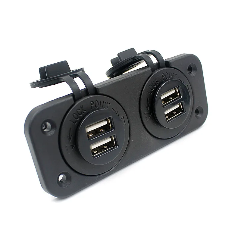 

USB Waterproof And Dustproof Cover 12V Car Charger Vehicle Boat Accessory Socket Panel 4 USB Charger Power Adapter Outlet #YL5
