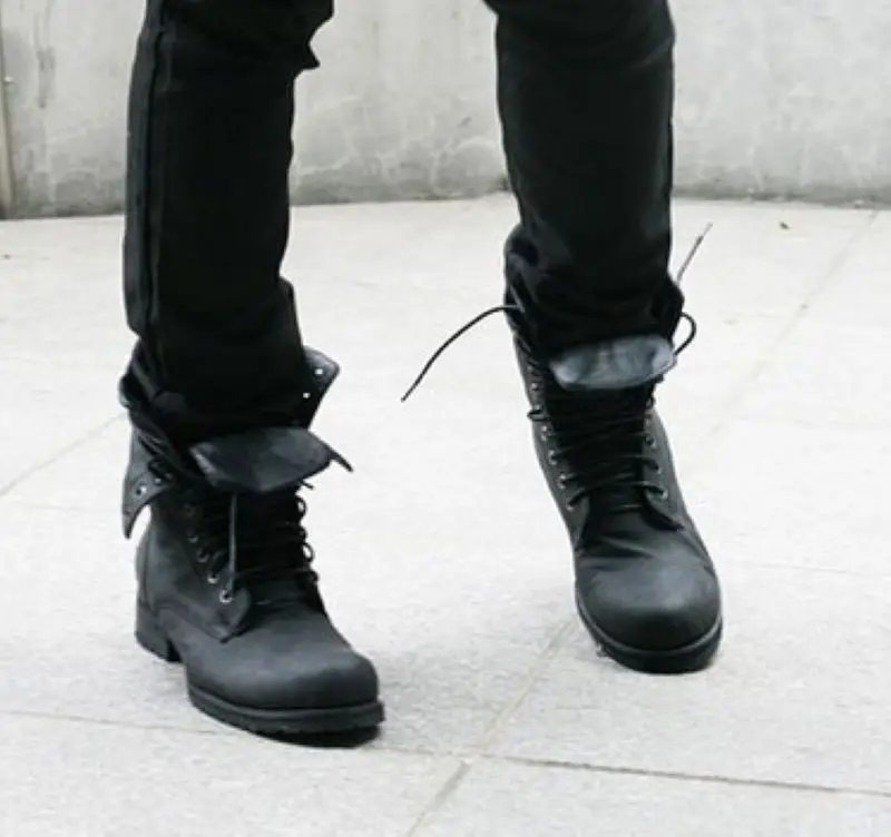 high top black boots mens