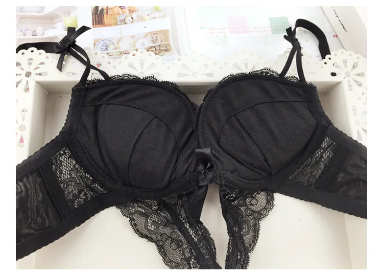 MINGMO Bra & Brief Sets Japanese Sexy Temptation Cotton Push Up Bra Lace Siamese Intimates Lingerie Set Women Underwear Bra Sets()