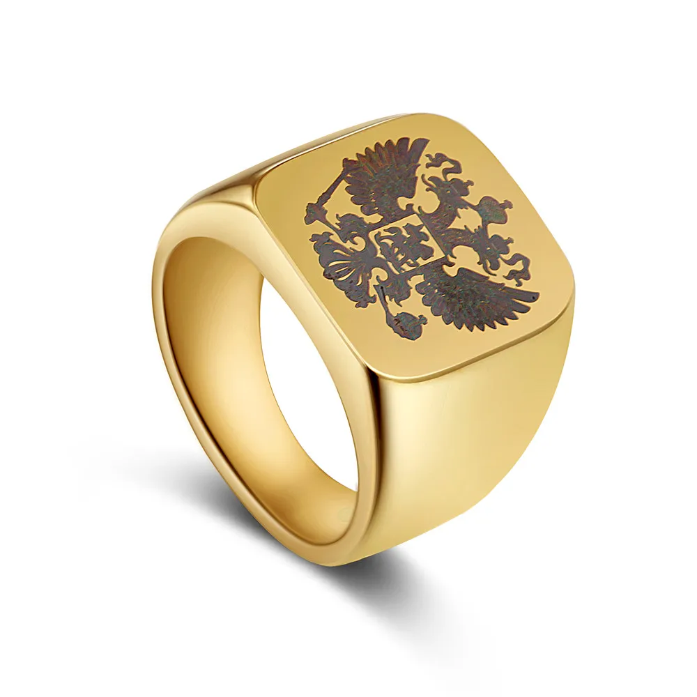 polished band biker mens ring a coat of arms of the russian signet ring men rings stainless steel brand - Biker Wedding Rings polished band biker mens ring a coat of arms of the russian signet ring men rings stainless steel brand - Biker Wedding Rings