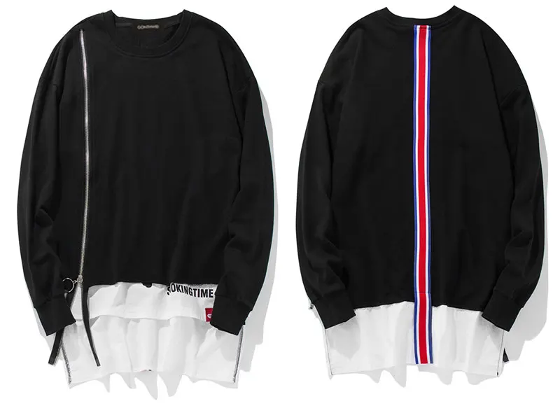 Front Long Zipper Back Ribbon Hoodies 2