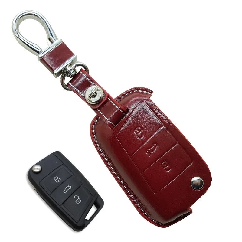 Кожаный чехол для ключей Volkswagen VW Golf 7 MK7 Skoda Octavia A7 A 2014 2015 2016 SEAT Leon Ibiza Flipy держатель