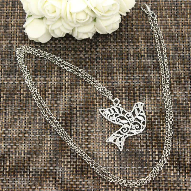 

New Fashion Tibetan Silver Pendant hollow peace dove Choker Charm Short Long DIY Necklace Factory Price Handmade jewelry